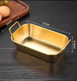 تابه/مزه خوری مستطیل دسته دار استیل طلایی و نقره ای 304 کد737
