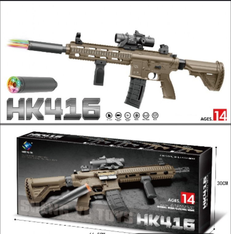 تفنگ تیر ژله ای Hk416 رگباری شارژی  تک تیر دوربین دار شرکت اصلی اورجینال ارسال فوری و رایگان